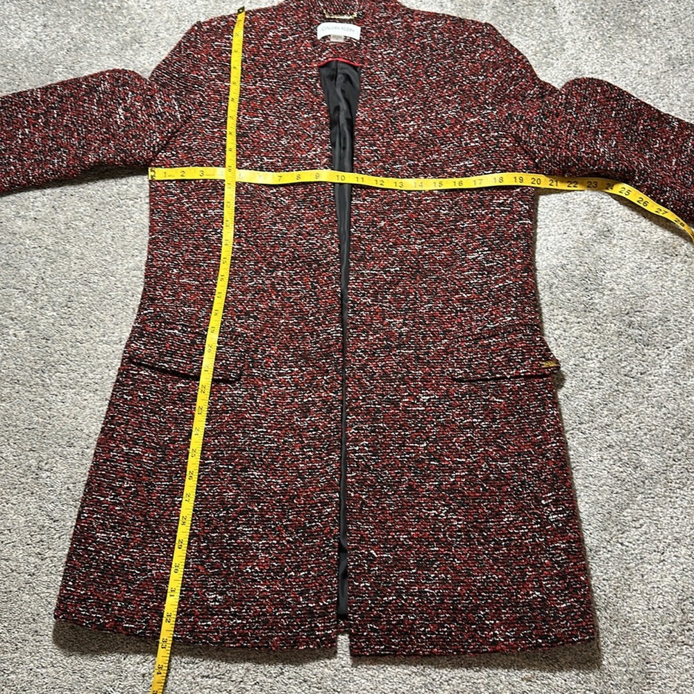 Calvin Klein Tweed Topper Jacket Open Front Collarless - Size 10 - Picture 15 of 16